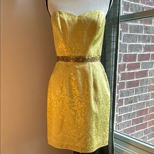Night Way Collections Gold Strapless Sheath Dress Sweetheart Neckline